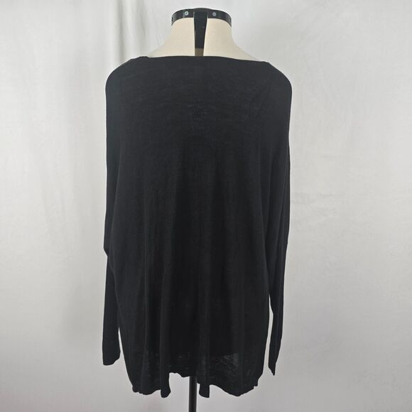 RDI Sweater Women's 1X Black Knit Long Sleeve High Low Hemline Pockets NWT - Picture 4 of 16